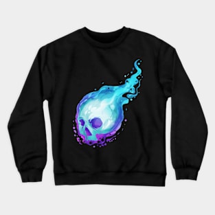 Spirit Skull With Blue Flames For Halloween Crewneck Sweatshirt